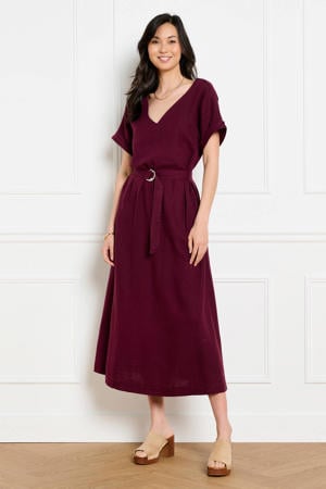 midi jurk donkerrood
