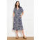 LOLALIZA gebloemde midi jurk donkerblauw