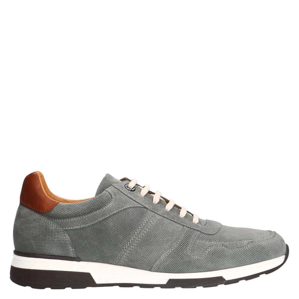 Grijze heren Van Lier suède sneakers - met veters