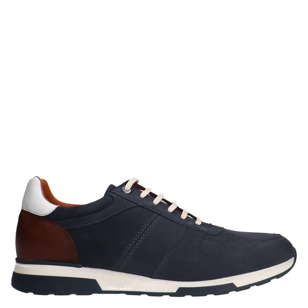 Blauwe heren Van Lier suède sneakers - van nubuck met veters