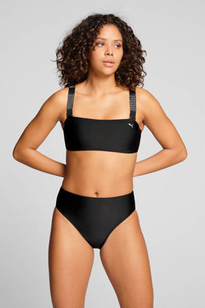 high waist bikinibroekje met logo zwart