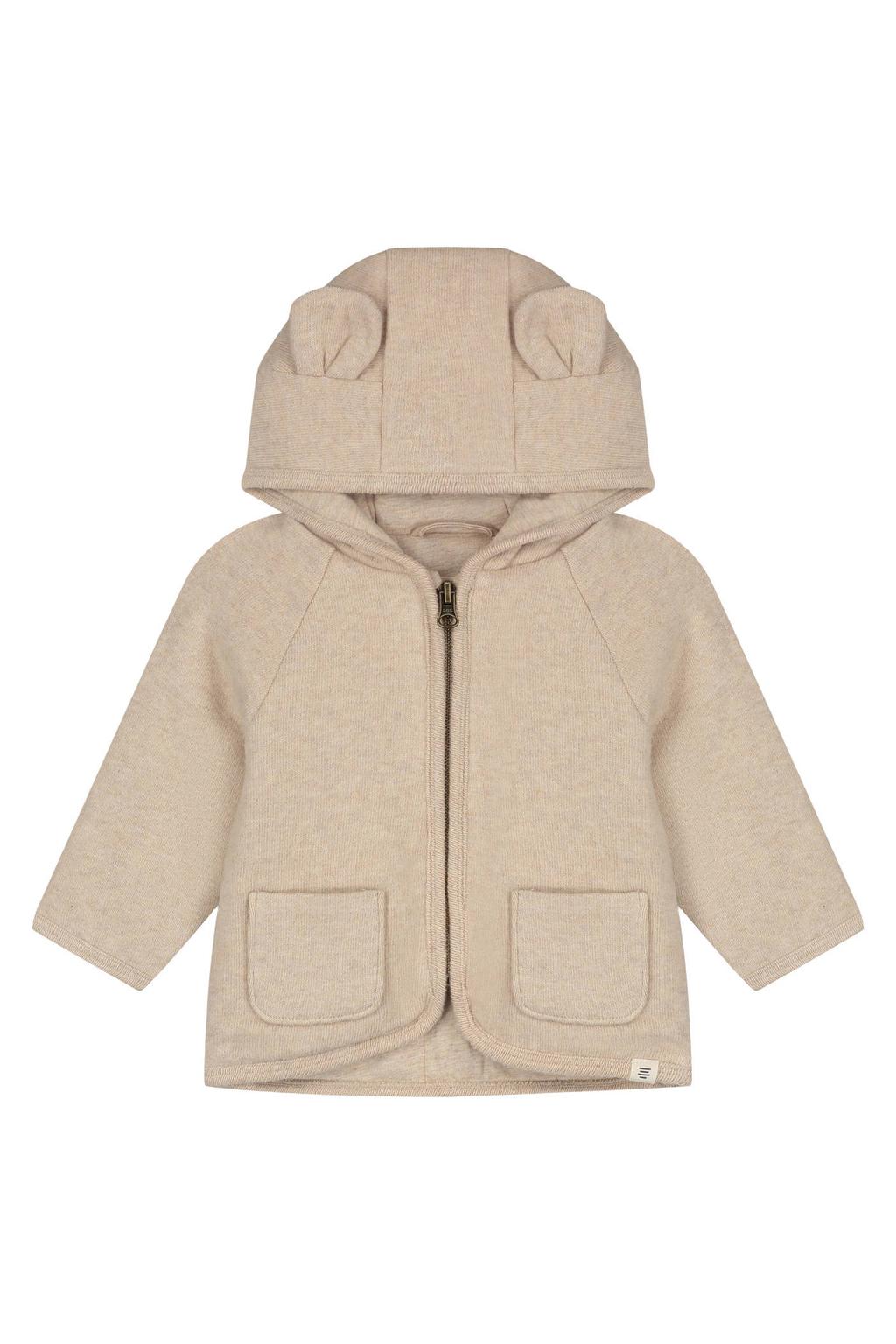 Beige jongens en meisjes A Tiny Story katoenen jas met lange mouwen, capuchon en ritssluiting
