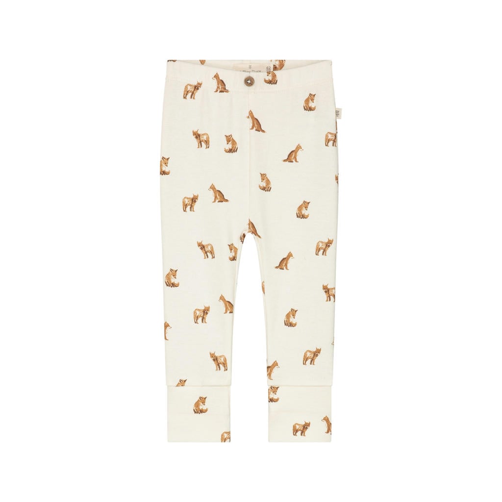 Ivoor en bruine A Tiny Story katoenen babybroek met regular waist en elastische tailleband