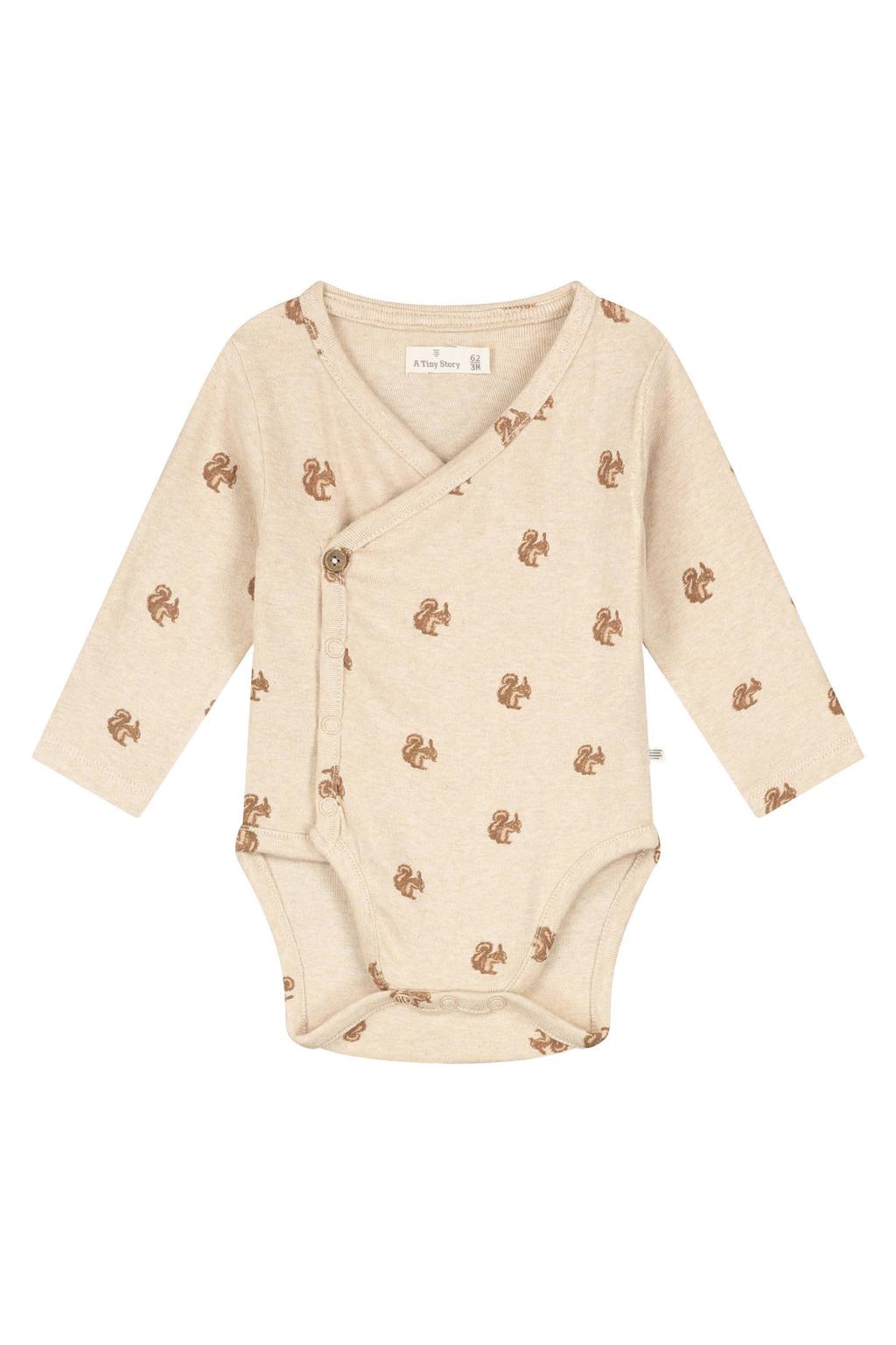 A Tiny Story katoenen romper met print - beige