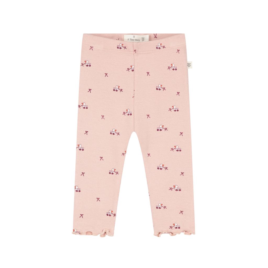 A Tiny Story katoenen babybroek met print - lichtroze