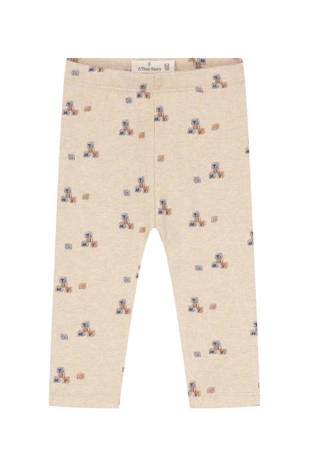 A Tiny Story katoenen babybroek met print - beige