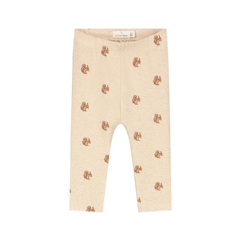 Beige A Tiny Story katoenen regular fit babybroek