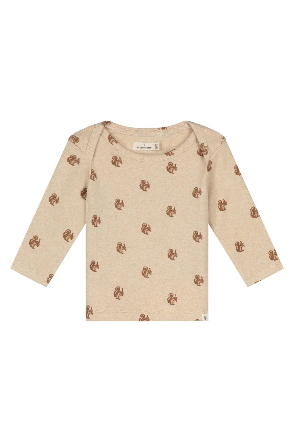 Beige jongens en meisjes A Tiny Story longsleeve van katoen met lange mouwen en ronde hals
