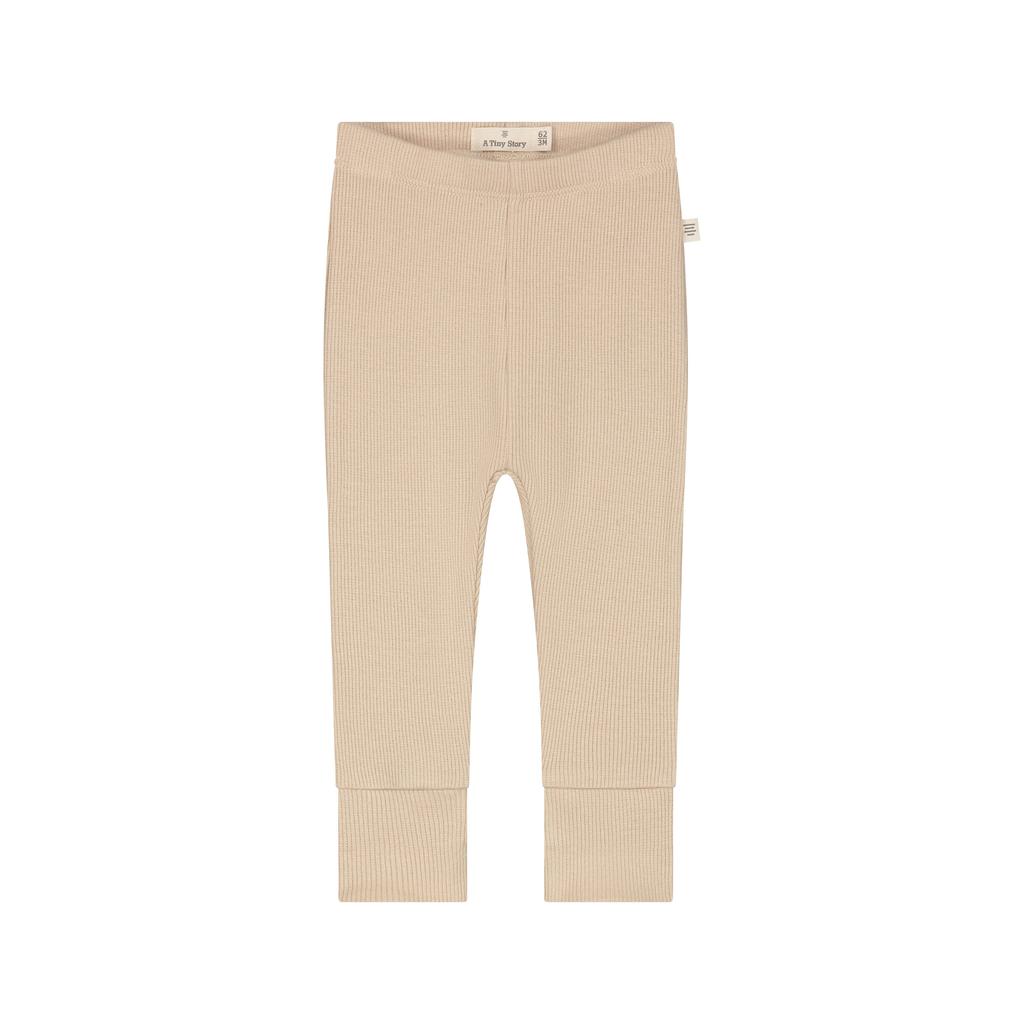 Beige jongens en meisjes A Tiny Story super slim fit broek van katoen met regular waist en effen