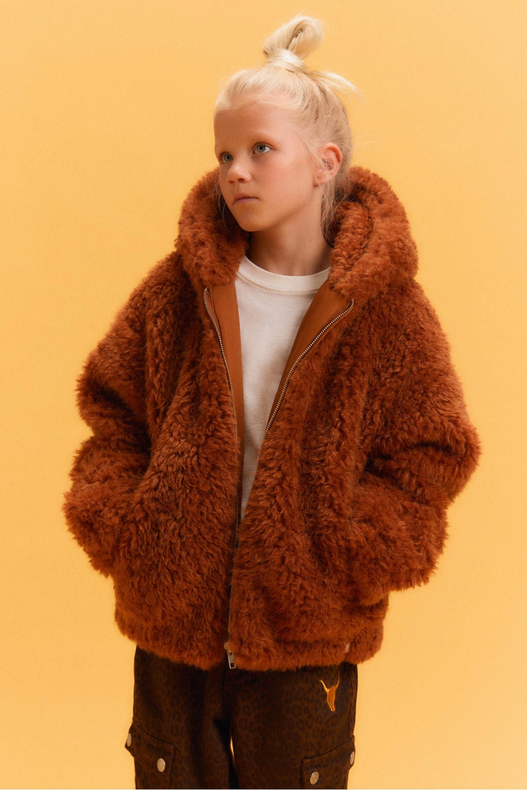 Alix Mini faux fur winterjas - cognac