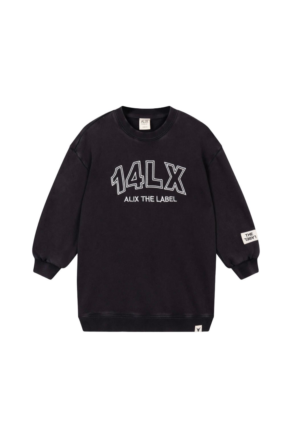 Alix Mini midi sweatjurk met logo - antraciet