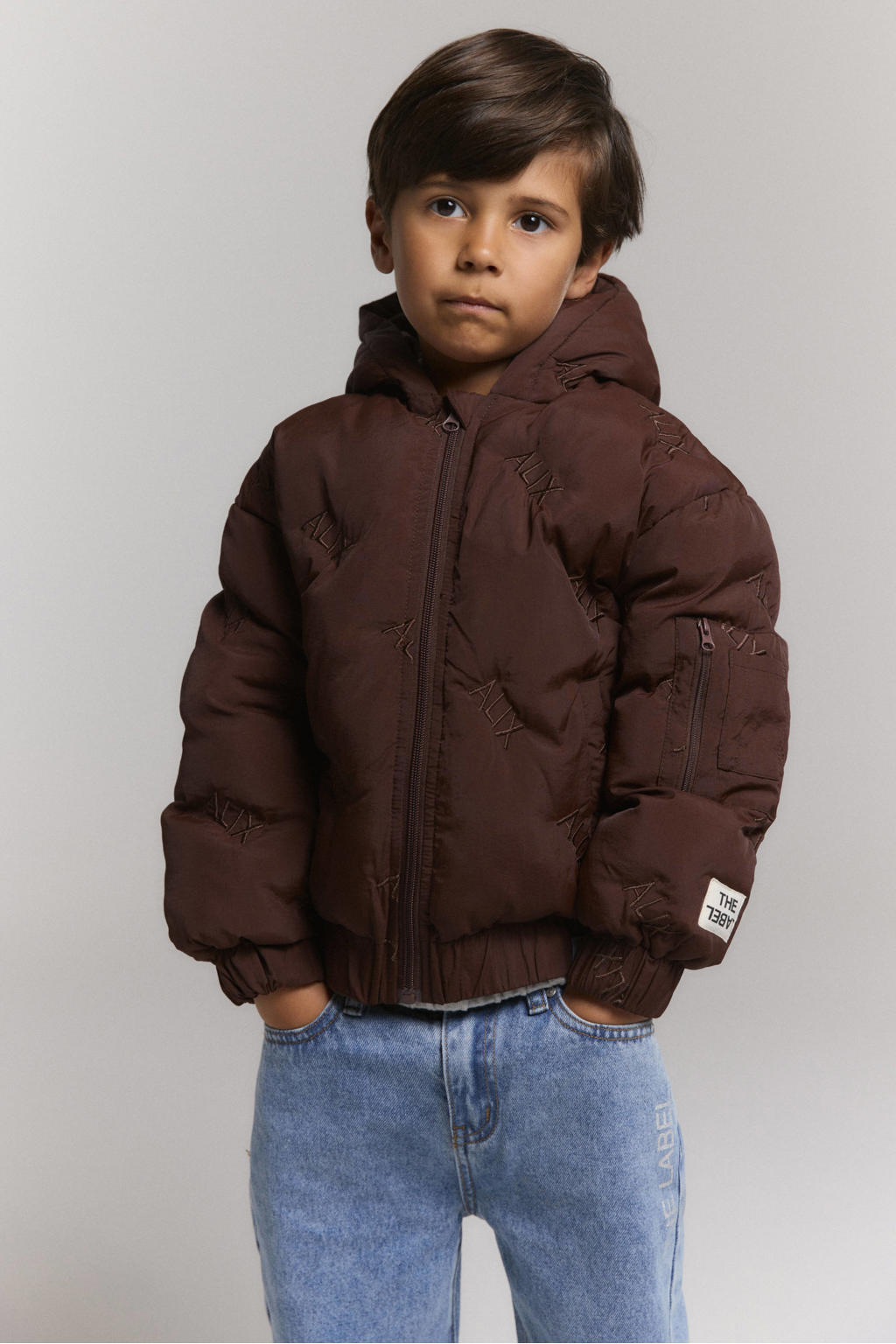 Alix Mini winterjas met logo - bruin