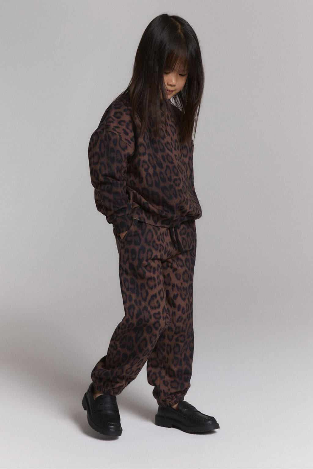 Alix Mini oversized sweater met panterprint - bruin
