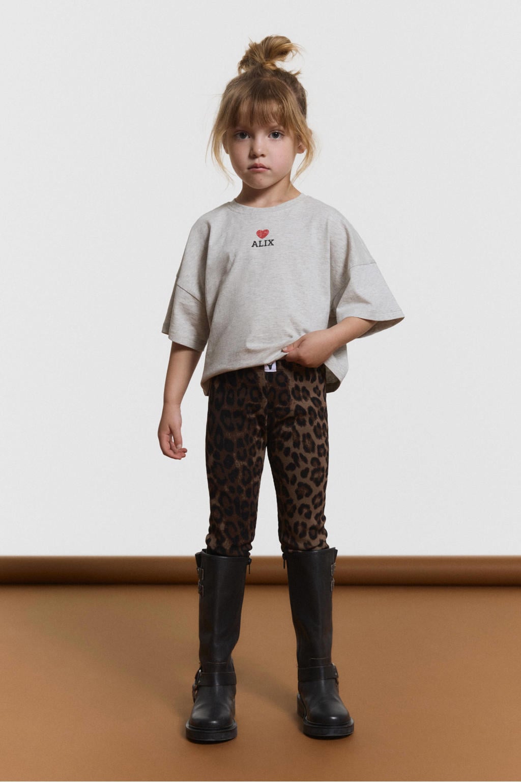 Alix Mini super skinny legging met panterprint - bruin