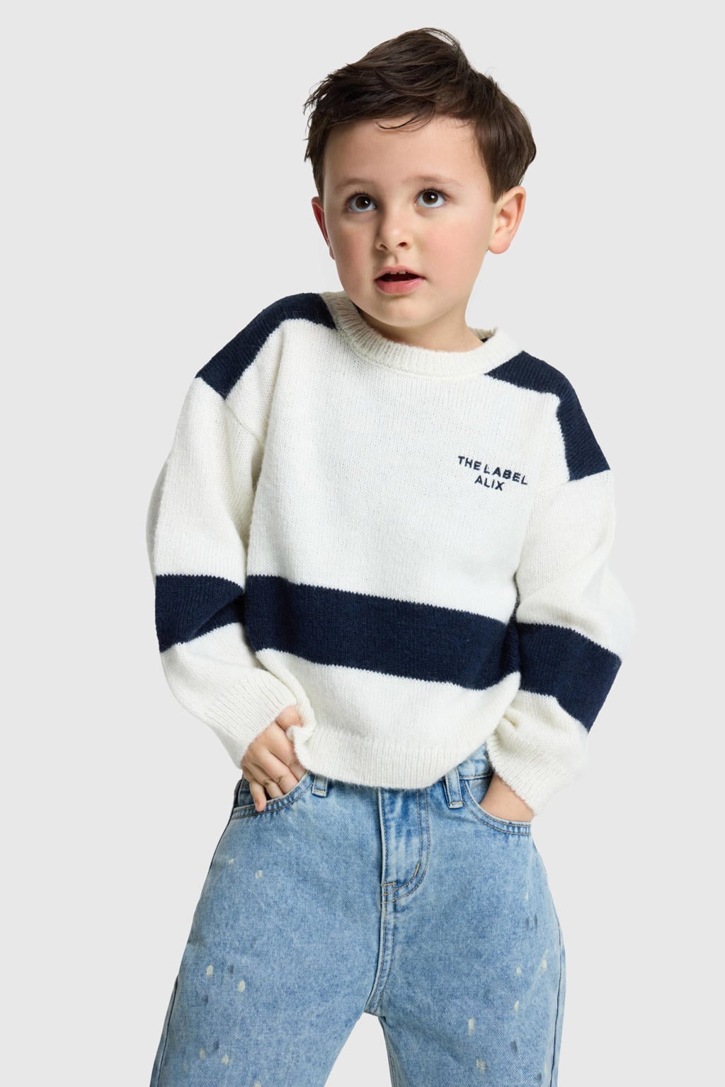 Alix Mini oversized gebreide trui met backprint - ecru