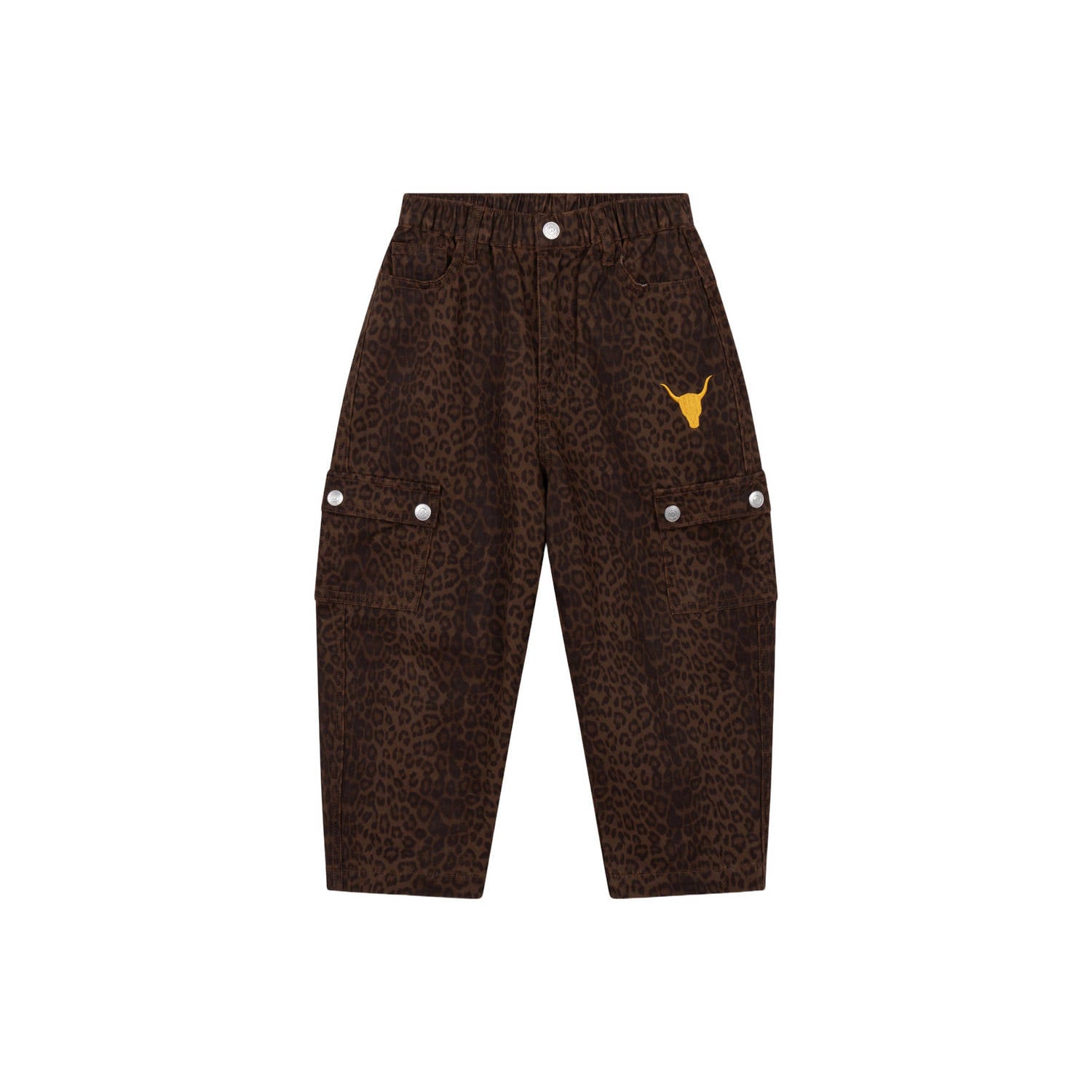 Alix the Label Alix Mini barrel jeans met panterprint bruin