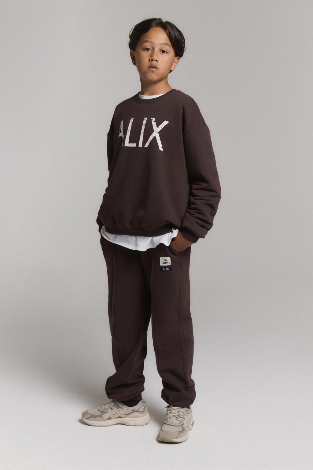 Alix Mini loose fit casual broek - donkerbruin