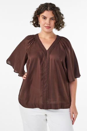 blousetop donkerbruin
