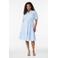 Zizzi blousejurk met krijtstreep en ceintuur Plus Size - lichtblauw