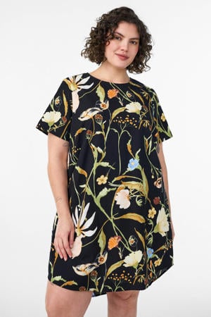 gebloemde tuniek zwart