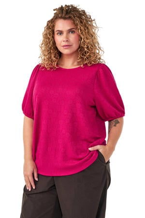 gebloemde blousetop Plus Size - fuchsia