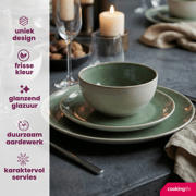 thumbnail: Cookinglife Serviesset Serene Green 12-delig / 4 personen - 4 dinerborden, 4 ontbijtborden en 4 kommen