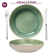 thumbnail: Cookinglife Serviesset Serene Green 12-delig / 4 personen - 4 dinerborden, 4 ontbijtborden en 4 kommen