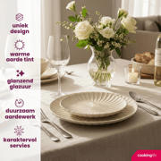 thumbnail: Cookinglife Serviesset Cardida Beige 18-delig / 6 personen - 6 dinerborden, 6 ontbijtborden en 6 kommen