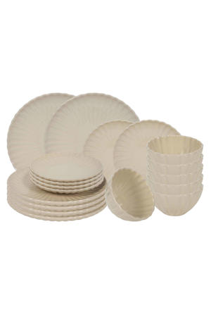 Serviesset Cardida Beige 18-delig / 6 personen - 6 dinerborden, 6 ontbijtborden en 6 kommen