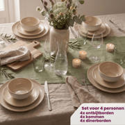thumbnail: Cookinglife Serviesset Serene Zand 12-delig / 4 personen - 4 dinerborden, 4 ontbijtborden en 4 kommen
