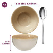 thumbnail: Cookinglife Serviesset Serene Zand 12-delig / 4 personen - 4 dinerborden, 4 ontbijtborden en 4 kommen