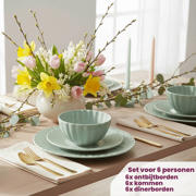thumbnail: Cookinglife Serviesset Cardida Groen 18-delig / 6 personen - 6 dinerborden, 6 ontbijtborden en 6 kommen