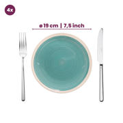thumbnail: Cookinglife Serviesset Oceanico Turquoise 12-delig / 4 Personen - 4 dinerborden, 4 ontbijtborden en 4 kommen