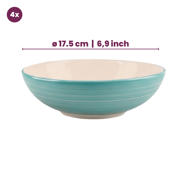 thumbnail: Cookinglife Serviesset Oceanico Turquoise 12-delig / 4 Personen - 4 dinerborden, 4 ontbijtborden en 4 kommen