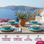 thumbnail: Cookinglife Serviesset Oceanico Turquoise 12-delig / 4 Personen - 4 dinerborden, 4 ontbijtborden en 4 kommen