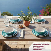 thumbnail: Cookinglife Serviesset Oceanico Turquoise 12-delig / 4 Personen - 4 dinerborden, 4 ontbijtborden en 4 kommen