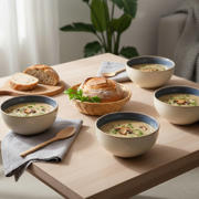 thumbnail: Cookinglife Serviesset Serene Blue 12-delig / 4 personen - 4 dinerborden, 4 ontbijtborden en 4 kommen