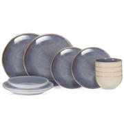 thumbnail: Cookinglife Serviesset Serene Blue 12-delig / 4 personen - 4 dinerborden, 4 ontbijtborden en 4 kommen