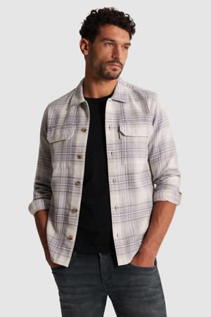 geruit overshirt beige