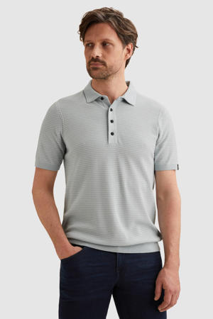 regular gestreepte polo grijsblauw