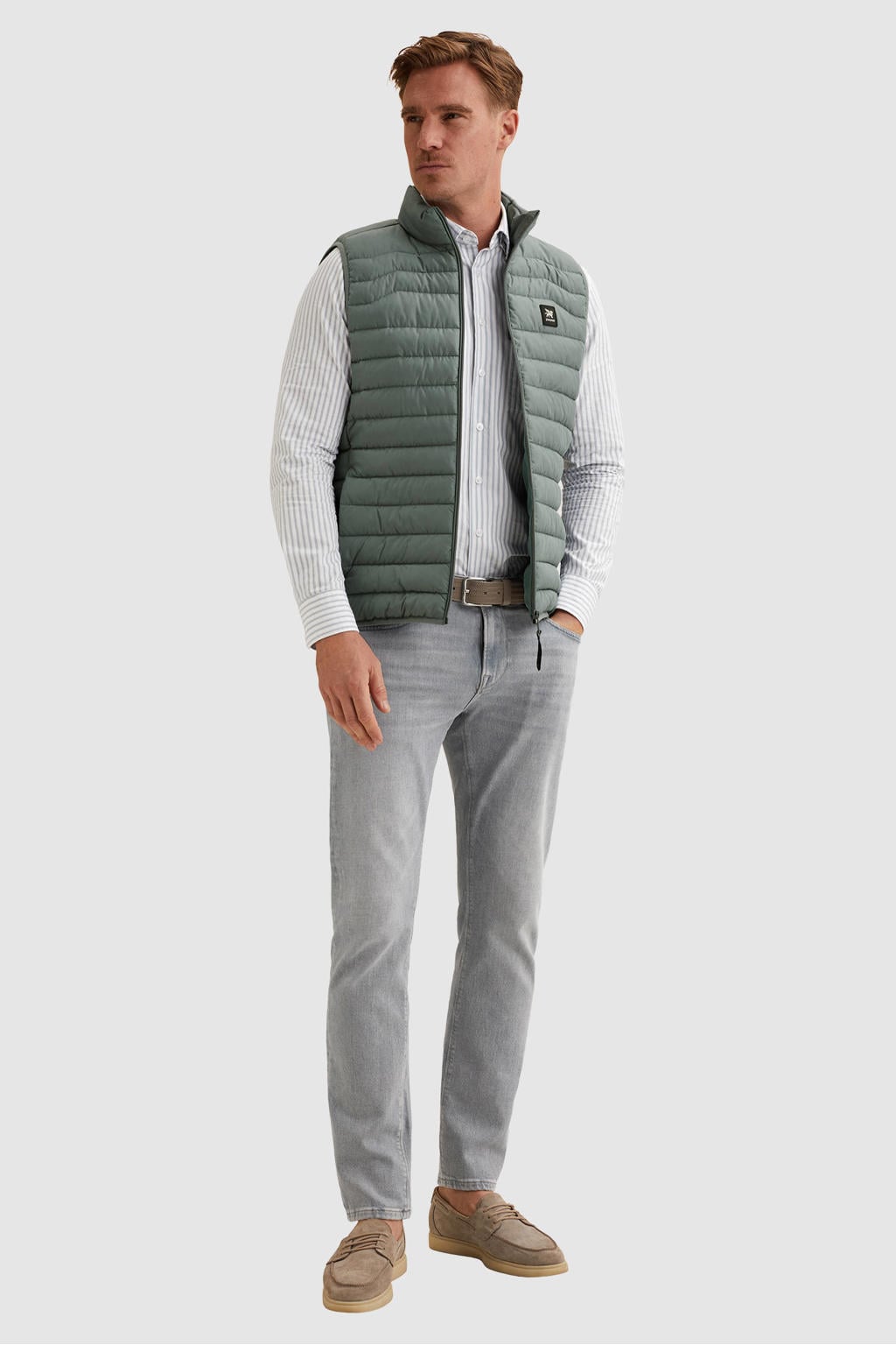 Groene heren Vanguard bodywarmer van polyester met effen, opstaande kraag en ritssluiting