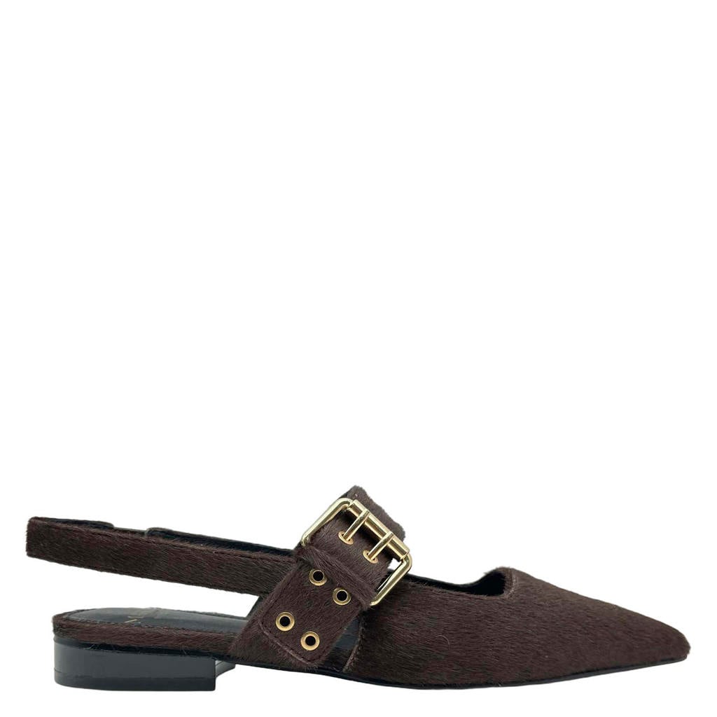 Cycleur de Luxe Lamium suède leren slingback loafers donkerbruin