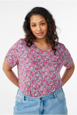 gebloemd T-shirt roze