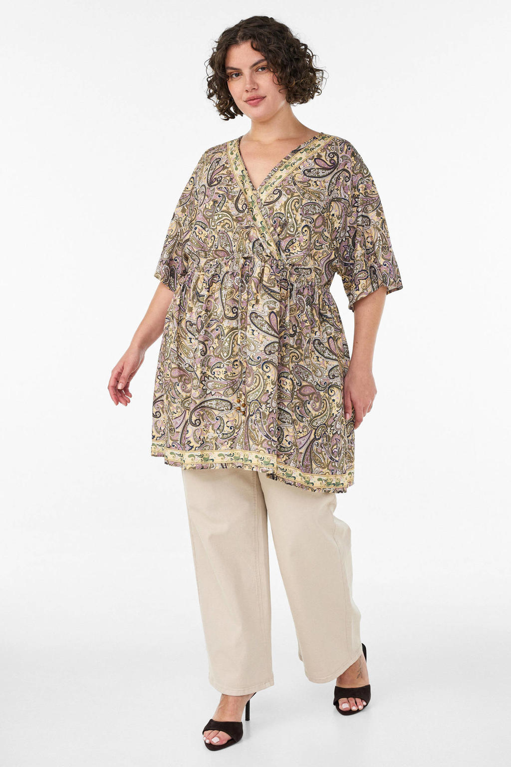 Zizzi viscose tuniek Plus Size met paisley - meerkleurig
