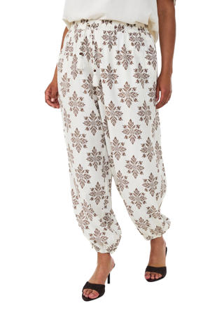 viscose baggy broek Plus Size met print - ecru