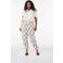 Zizzi viscose baggy broek Plus Size met print - ecru