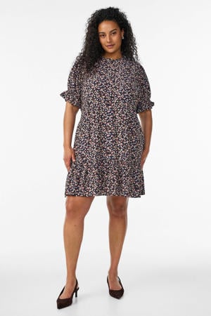 gebloemde blousejurk Plus Size - donkerblauw