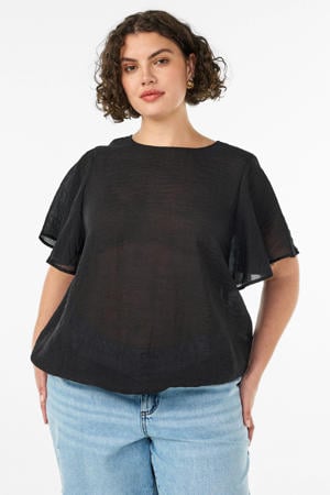 rechtvallend blousetop Plus Size - zwart
