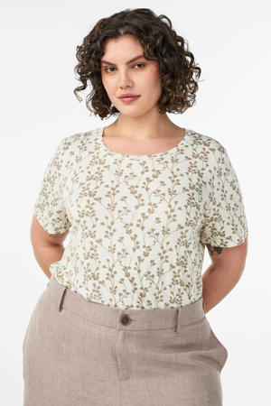 gebloemd T-shirt ecru