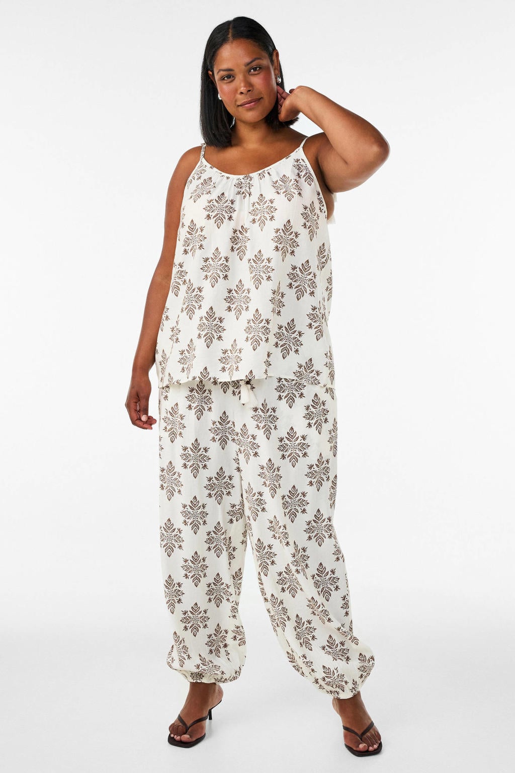 Zizzi top met print Plus Size - ecru
